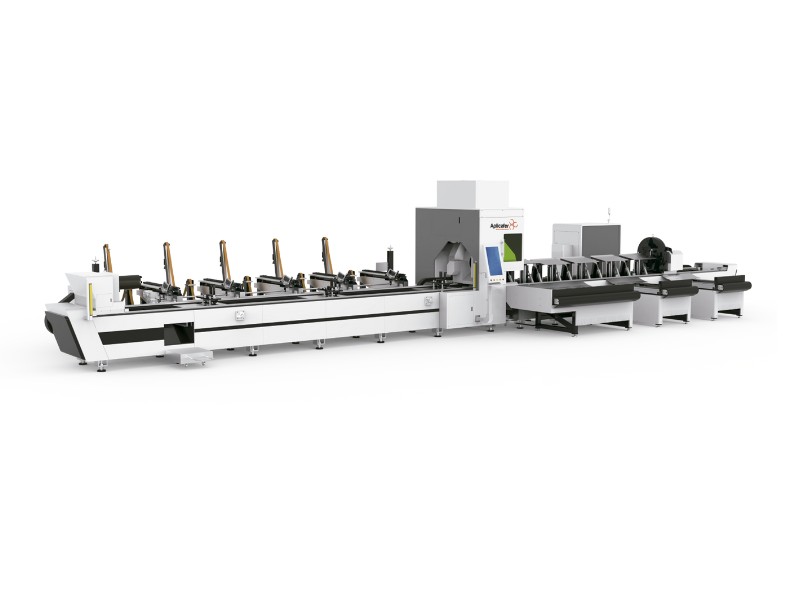 Máquina de corte a laser de tubo de metal com três séries de mandril